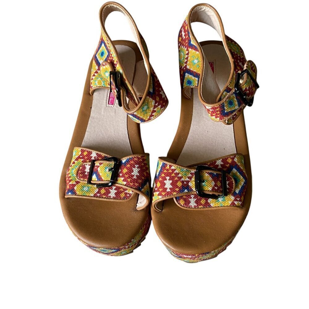 C label Mollni platform colorful Tribal print platform sandal - size 10 - Picture 6 of 8